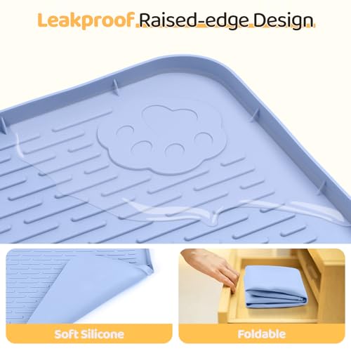 Dog Food Mat 40''x28'' Extra Large Dog Mat for Food and Water, Blue by Bartuke - Image 3