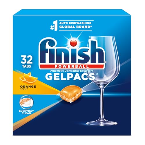 Product Image of the Finish Gelpacs Dishwasher Detergent, Orange Scent, 32 Count