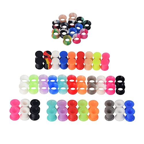 Qmcandy 38 Pairs Colorful Silicone Tunnels Plugs Hollow Saddle Soft Thick Ear Piercing Expander Gauges 11/16 Inch #TOP4