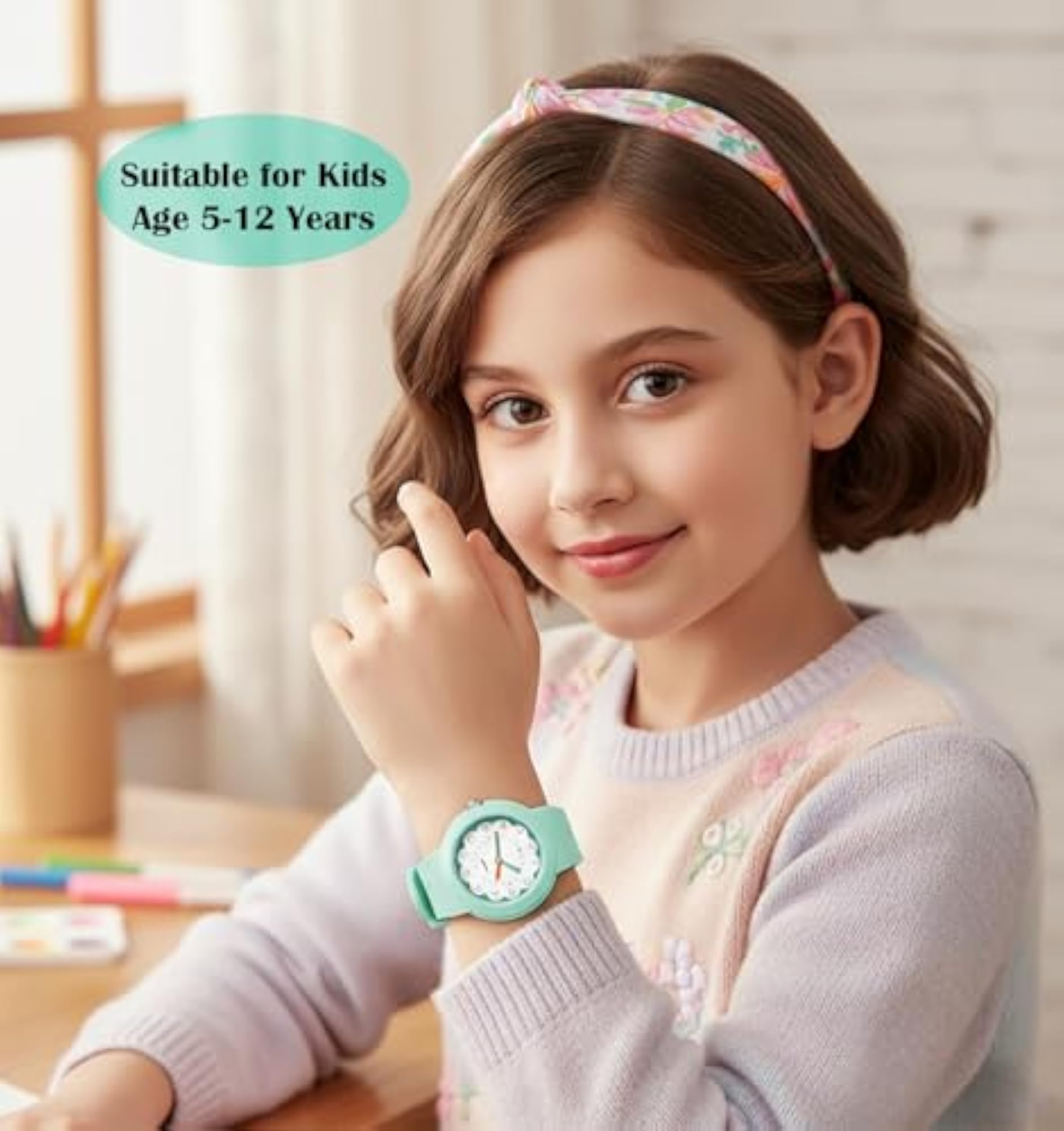 Analog Dial Fancy Display Kids Watch, Water-Resistant