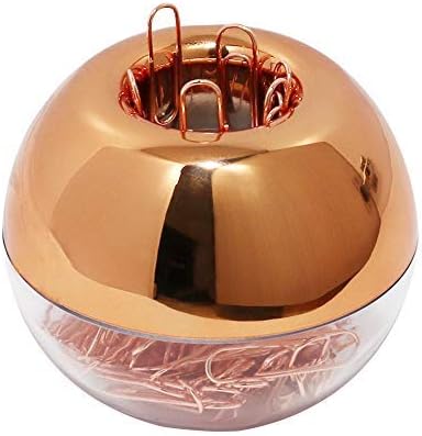 MultiBey NE0600607 Light Luxury Fashion Paper Clips, Rose Gold Edition, in Round Paper Clip Holder with Magnetic Lid, 28 mm, 100 Piece Per Box