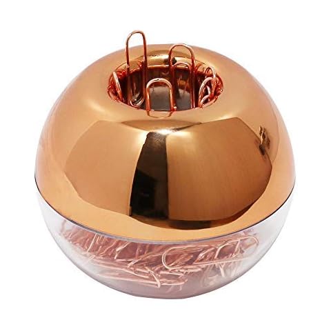 MultiBey NE0600607 Light Luxury Fashion Paper Clips, Rose Gold Edition, In Round Paper Clip Holder With Magnetic Lid, 28 mm, 100 Piece Per Box Cover
