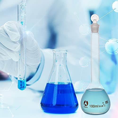 OLYCRAFT 4pcs Volumetric Flask 10ml/25ml/50ml/100ml Volumetric Flask Set with Glass Cap Durability & Chemical Resistance Glass Bottle for Laboratory Project - Thumbnail 6