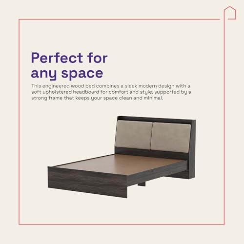 Image of Wakefit Bed | 3 Yr Warranty | Bed Queen Size, Non-Storage, Foam-Cushioned Upholstery Headboard, Density: 680-750 kg /m, Termite & Borer Resistant, Fits Mattresses Up to 8 Inches (Mars 78 x 60 - WM)