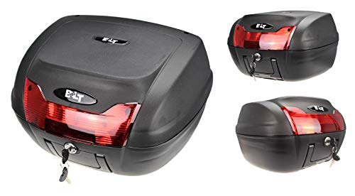 CAJA SUPERIOR DE EQUIPAJE PARA MOTOCICLETA 40 LITROS Motocicleta Scooter Crucero Almacenamiento de Equipaje Turismo Deportes Universal Trasero Posterior Ajuste Caja Superior (Negro, Una)