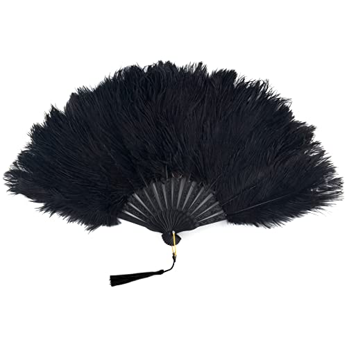 BABEYOND Vintage Style Folding Handheld Ostrich Feather...