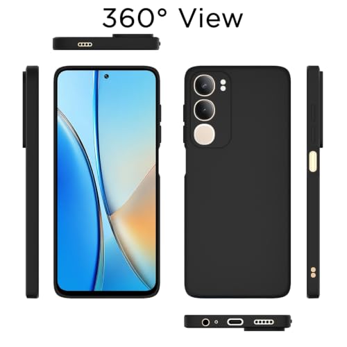 Image of Outlouders Back Cover for Vivo Y19s / Vivo Y29 5G | Camera Protection | Durable Soft Matte Silicone Bumper Case (Black)