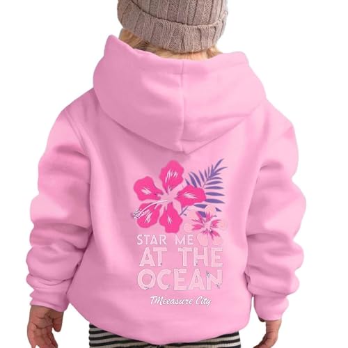 Girls Sweatshirts Size 7-8 Cute Fleece Long Sleeve White Hoodie Boys Hooded Warm Floral Print Winter Cute Hoodies For Teen Girls Aesthetic Pink 7-8 Years First Day Of School Tops For Teen Girls