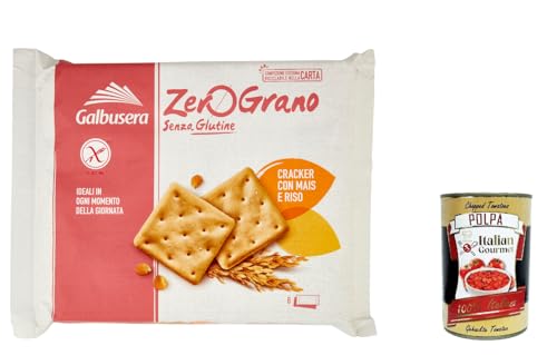 Galbusera Zero Grano - Juego de 3 galletas con arroz y maíz, 320 g, sin gluten, sin lactosa + Polpa italiana Gourmet 400 g