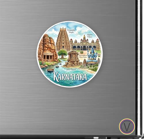 Image of Karnataka Textured Finish Acrylic Fridge Magnet -UV Texture Printed, Stylish Multicolor Magnet for Fridge, Wardrobe & Metal Surfaces, Pack of 1 (Karnataka 2)