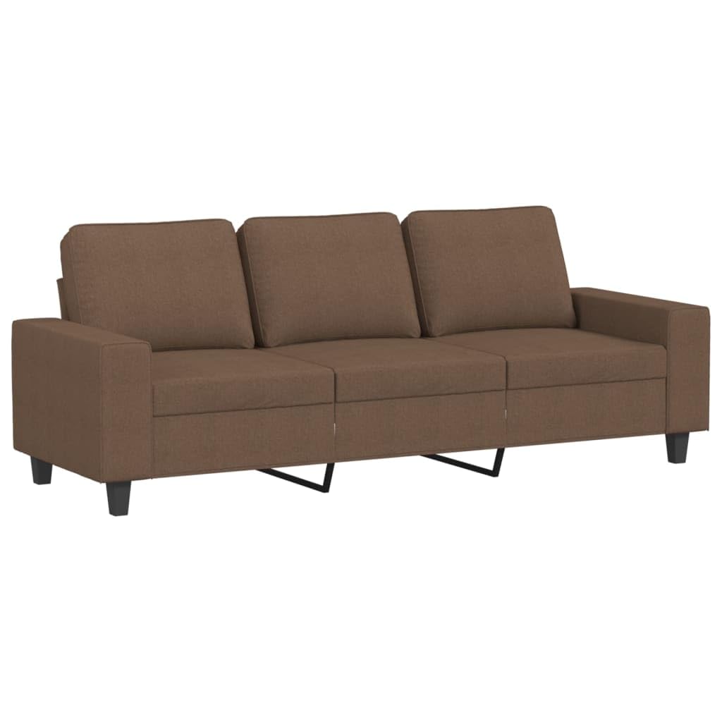 Canapé 3 places avec tabouret, marron, 214 cm, en tissu, canapé