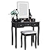 ANWBROAD Juego de Tocador LED Escritorio Grande de Maquillaje con Taburete Almohadillas Espejo sin Marco 5 cajones y 2 separadores Organizador extraíble Almacenamiento de Joyas para Negro BDT01B