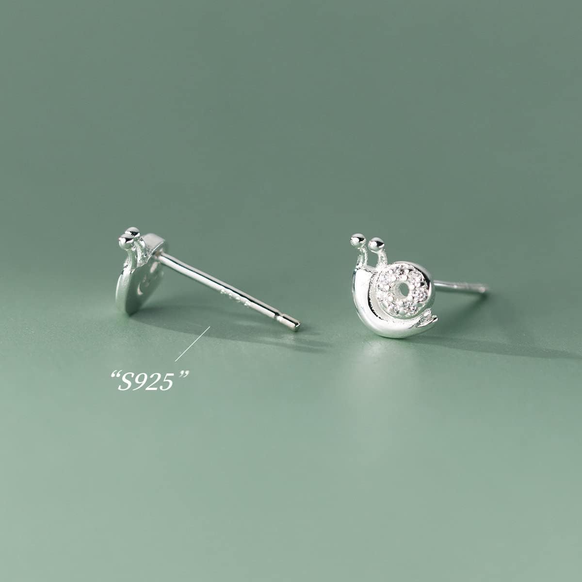 Cute Snail Tiny Small Stud Earrings for Women Cartilage 925 Sterling Silver Crystal Cubic Zirconia Animal Tragus Hypoallergenic Sleeper Mini Studs Earring Dainty Jewelry Gifts - Image 3
