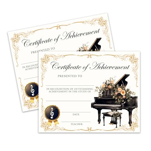 Certificat de réussite de piano pour audition de fin d'année et cours de musique enfants