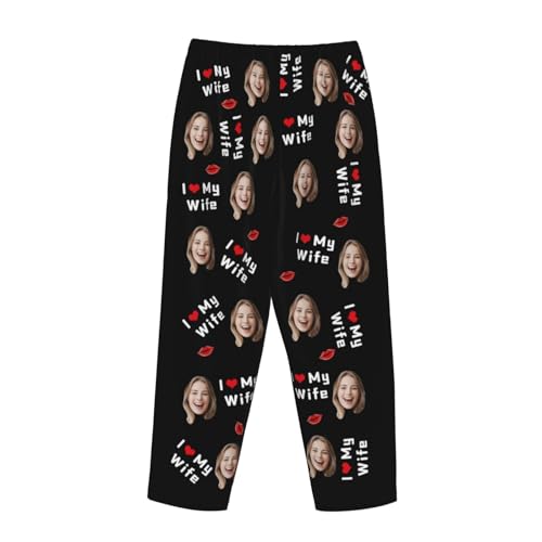 I Love My Wife Pajama Pants Personalized Pj Pants With Face Photo Custom Funny Long Pajama Pants Valentine's Day Gifts4