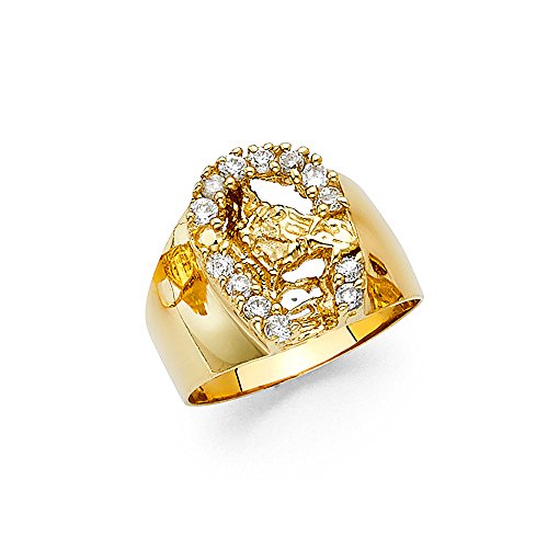 Jewels By Lux 14K Yellow Gold Cubic Zirconia CZ Lucky Yellow Gold Horseshoe
