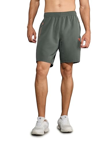 Image of TECHNOSPORT Men Solid Slim Fit Sports Shorts Techno LITE UPF50+ Polyester Mid Rise Drawstring Shorts Pant for Men Gym Workout Running Cricket Casual Quick Dry