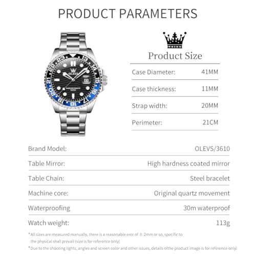 Image of OLEVS Multifunctional Chronograph Calendar Watch for Man Diamond Analog Moon Phases Wrist Watches Stainless Steel Waterproof Luminous Mens Watch