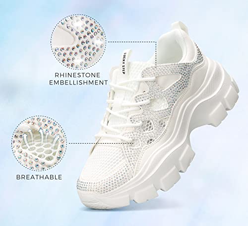 Image of LUCKY STEP Women Chunky Platform Dad Colorblock Casual Lace-Up Walking Sneakers