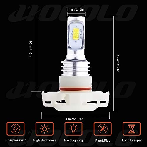 Hocolo 5202 Ps24W H16(H16 Only Fit European Car!) Led Bulb White Fog Driving Light Drl Daytime Running Lights 3570 Csp-Chips High Power Brighting Led Fog Lamp Bulbs 6000K(5202/Ps24W_Fog, White/6000K) #TOP1