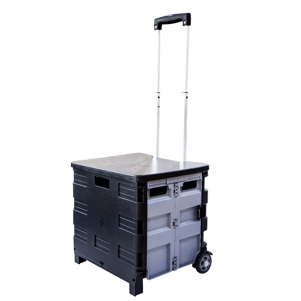 Buy 35kg Folding Shopping Trolley Storage Boot Cart Box Black and