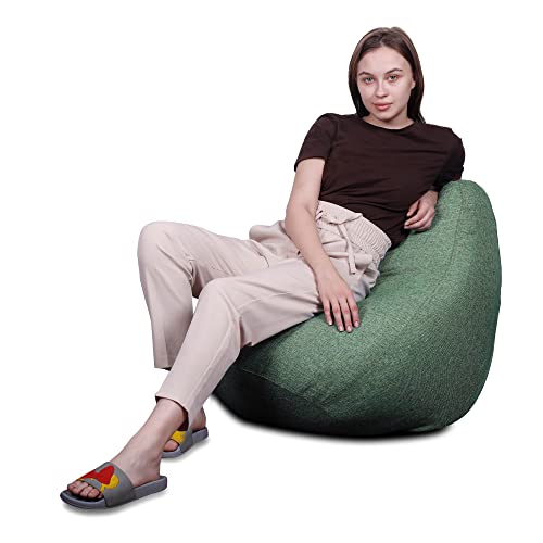 Style Homez ORGANIX Collection, Classic Bean Bag XL Size Green Color in Organic Jute Fabric, Cover Only - Image 5