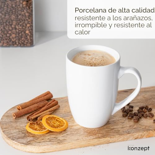Miniatura 6 de Konzept Juego De 2 Tazas De Porcelana De, 500 Ml, Ideales Para Café, Té Y Cacao, Tazas Perfectas Para Pintar