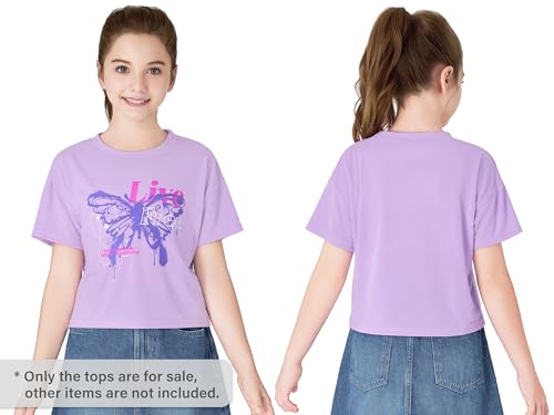 Image of Stylish Graffiti /Butterfly /Tropical Crop Top for Little & Big Girls - Cool Summer T-Shirt Clothes Size 6-18