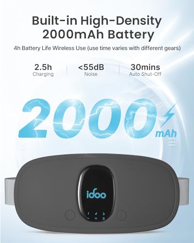 Image of iDOO Period Heating Pad for Cramps, FSA Eligible Item, Menstrual Travel Heated Pad with 3 Heat Levels and 3 Massage Modes, Portable Cordless Heating Pad, Gifts for Girlfriend Mom Wife Women,(Black)