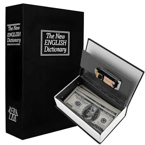 Retoo Buch-Safe, Sicher Buchsafe Tresor Büchersafe, Tresor für Zuhause für Schlüssel, Geld, Dokumente, Bargeld, Schmuck, Aufbewahrungsbox, Geheimversteck-Safe mit 2 Schlüsseln, Versteck, Schwarz