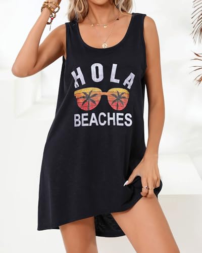 Image of elescat Womens Swimsuit Cover Up Summer Sleeveless T Shirt Beach Dress Tank Bikini Coverups 2026