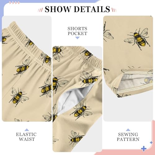 ZZXXB Bee Print Boys Long Pants Soft Trousers Elastic Waist Kids Lounge Bottoms with Pockets S-XL4