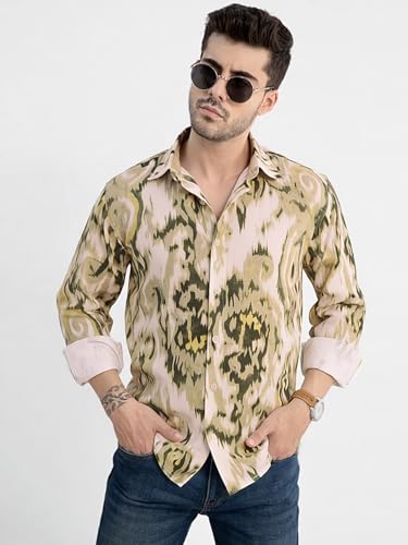 Image of Pinkmint Men Printed Cotton Flex Shirt | Stylish Designer | Regular Fit Floral & Abstract Print Shirt for Men (Available in Plus Size)