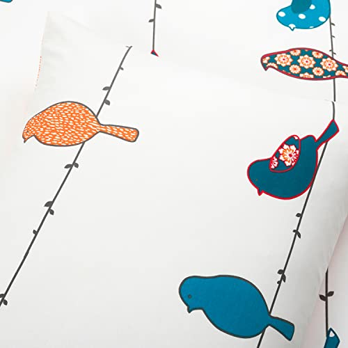 Lush Decor Rowley Birds Duvet 3 Piece Bedding Set With Floral Animal Bird Print, Full/Queen, Multi #TOP4