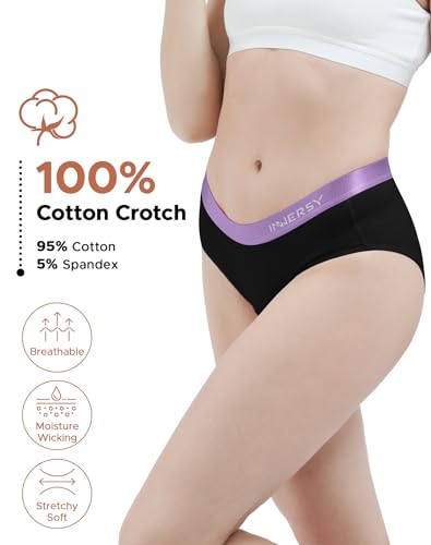 Image of INNERSY Womens Underwear Cotton Briefs Postpartum High Waisted Panties 5 Pack
