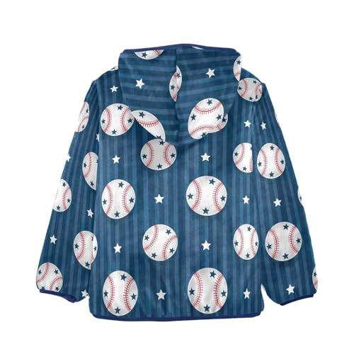 White Baseballs Blue Stripe Toddler Boys Comfy Soft Fleece Jacket with Polar Fleece Lining 3T2