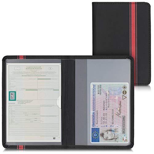 kwmobile Funda para Permiso de circulación Coche de Cuero sintético - con Espacio para Tarjetas 9.2 x 13 CM doblado - Rally