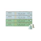 Grana Café COMPOSTABLE AND ORGANIC 4 Pack Espresso Capsules Compatible with Nespresso Original Machines
