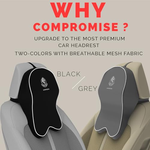 Image of MRRON Supreme Memory Foam Headrest Neck Rest Cushion - Ergonomic Car Neck Pillow Cervical Support for Neck Pain Relief in Office, Driving (Grey)
