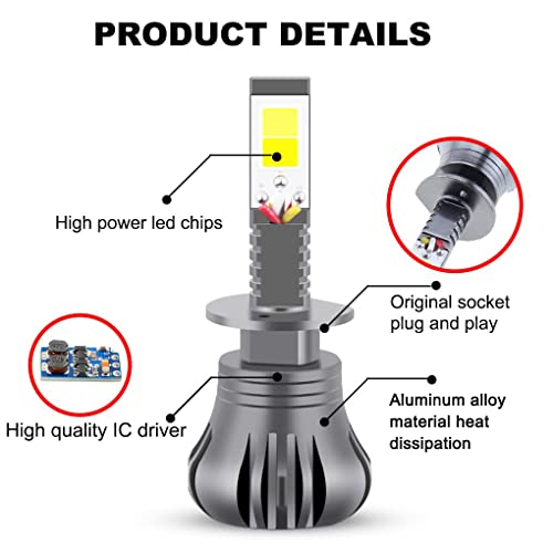 Bombillas LED H1 con luz estroboscópica blanca y amarilla miniatura 3