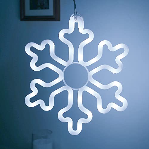 Christmas Decorations Outdoor Lights, 4pcs LED Snowflake Lights, 144LED White Snowflake String Lights with 8 Memory Lighting Modes&Timer for Yard,Christmas Decorations
