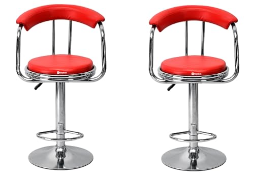 Image of GOYALSON Classic Height Adjustable and Revolving Bar Stool Kitchen Chair (2, Red)