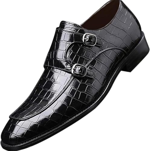 Mens Double Monk Strap Slip On Dress Loafers Leather Oxford Formal Business Casual Comfortable Wedding Shoes2
