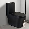WinZo WZ5022B Elongated One Piece Toilet Dual Flush with 16" Standard Seat Height For Modern Bathroom Matte Black