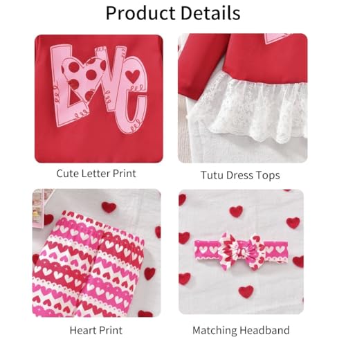 Image of HIHA Toddler Little Girls St.Patrick's Day Outfit Love Letter Print Dress Tops Pants Set