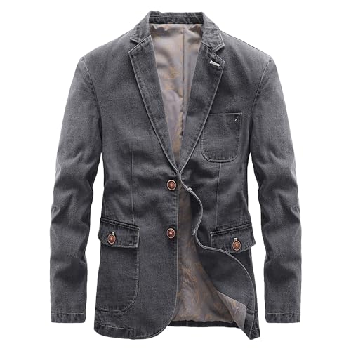 Veste en denim pour homme costume chic en daim à 2 boucles