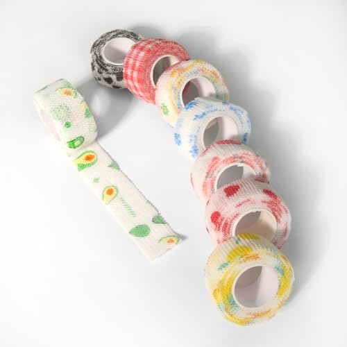 BOROLA セルフアドヒーシブフィンガーバンデージ - 弾力性のある指保護テープ 8ロール、防水コヒージブエラステックテープ スポーツ固定バンド ストレッチラップ(1インチ x 5ヤード、8色)