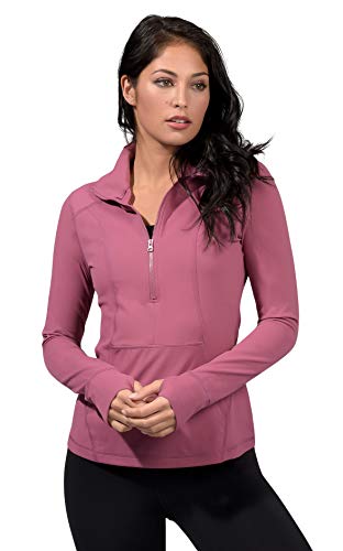 Yogalicious Nude Tech Half Zip Long Sleeve Jacket with Front Pockets - Candy