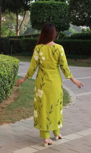 Image of ANNI Designer Kurta Set for Women Viscose Printed | Kurti Set for Woman | Kurta Palazzo 2 Piece Outfit | V Neck 3 /4 Sleeve Straight Fit Ethnic Dress Stylish Clothing