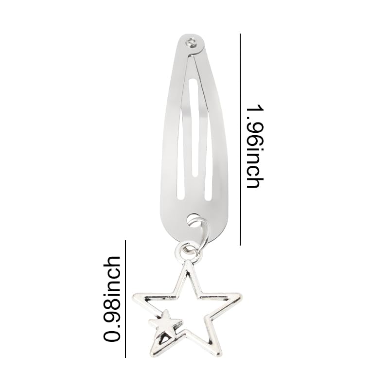 Miniatura 7 de Pinzas para el cabello Y2K con diseño de estrellas, accesorios para el cabello para niñas, pinzas antideslizantes para el cabello plateadas,
